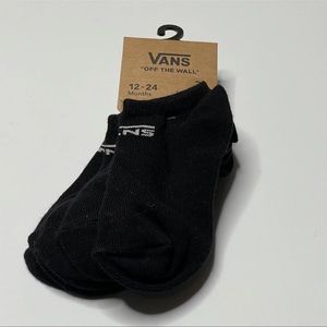 Vans 3 Pack Of Kick Socks Baby Size 12-24 Months Black Logo Low Cut